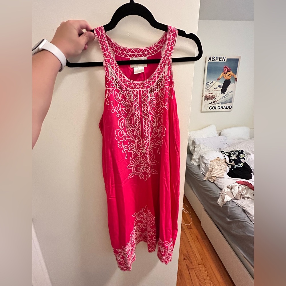 Hibis lace works pink dress!